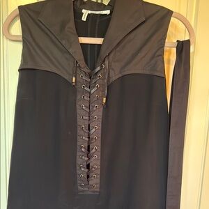 Black Midi Dress with lace up trim front.